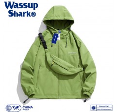 Wassup Shark 남성용 아메리칸 스타일 재킷, 여성용 봄, 가을 야외 방풍 및 방수 커플 등산 재킷