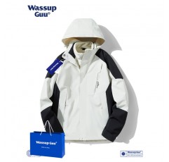 남성과 여성을 위한 WASSUP GUU 재킷 봄과 가을 3-in-One 분리형 방수 야외 등산 의류 및 숨겨진 재킷