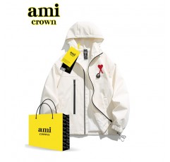 AMI CROWN 야외 폭행 남성용 방풍 및 방수 등산 재킷 봄, 가을 후드 캐주얼 스포츠 재킷
