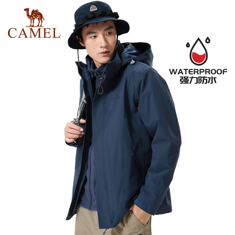 [에이스] 남성용 및 여성용 카멜 자켓 3-in-one 분리형 자켓 방수 바람 따뜻한 남성용 야외 등산복