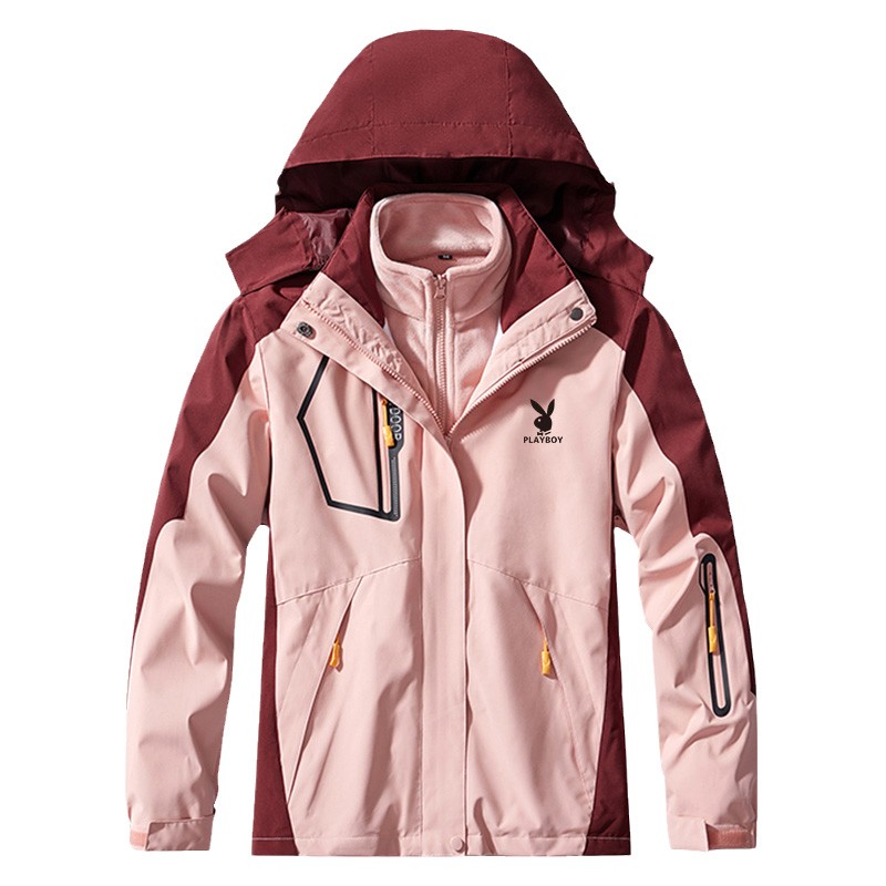 남성과 여성을 위한 플레이보이 아웃도어 재킷 3-in-one 분리형 봄, 가을 작업 맞춤형 인쇄 로고 등산 재킷
