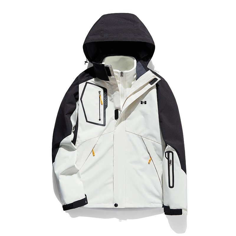 야외 재킷 남성용 3-in-1 분리형 가을, 겨울 벨벳 두꺼운 2 피스 세트 여성용 방수 방풍 재킷