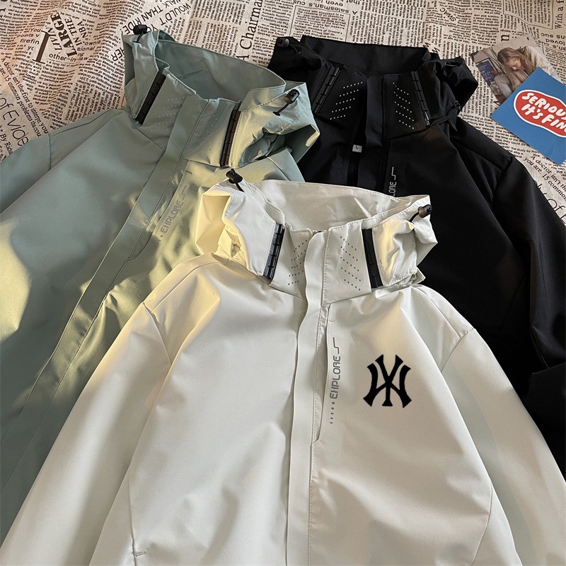 재킷 남성 봄, 가을 3인 1방풍 및 방수 작업복 후드 분리형 트렌디 브랜드 2023 새로운 등산 재킷