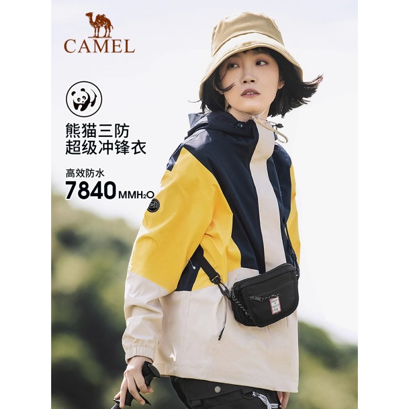 Camel Panda 시리즈 남성용 및 여성용 단층 하드 쉘 봄, 가을 재킷 방수 및 방풍 야외 등산 의류를 위한 3가지 방지 재킷