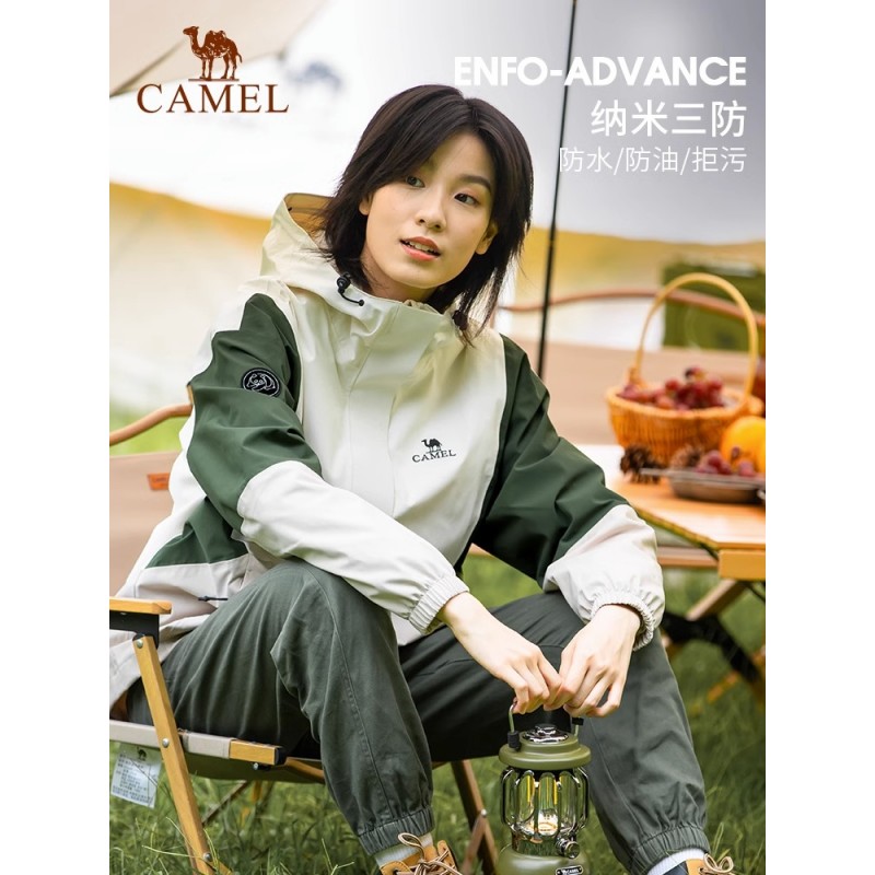 Camel Panda 시리즈 남성용 및 여성용 단층 하드 쉘 봄, 가을 재킷 방수 및 방풍 야외 등산 의류를 위한 3가지 방지 재킷