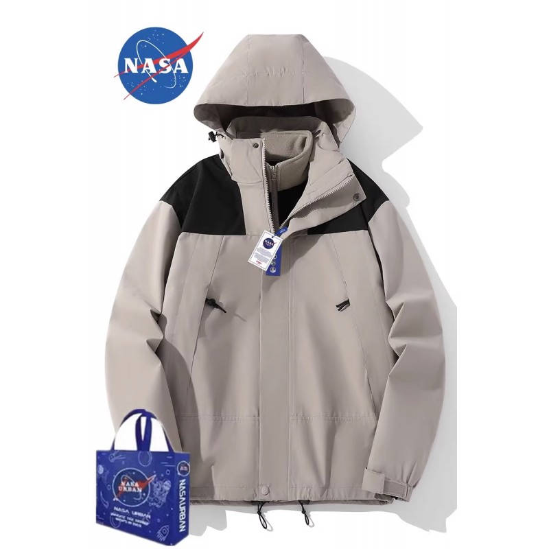 NASA 남성 및 여성 재킷 3-in-One 분리형 재킷 2023 새로운 방풍 및 방수 은폐 탑 사용자 정의 가능