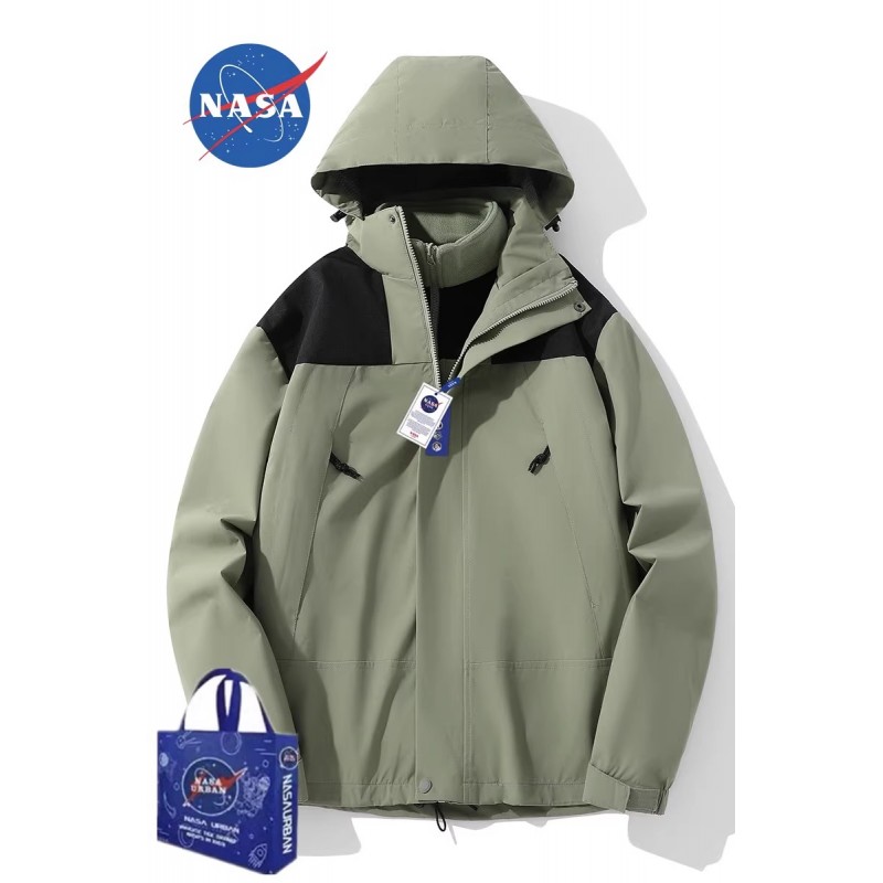NASA 남성 및 여성 재킷 3-in-One 분리형 재킷 2023 새로운 방풍 및 방수 은폐 탑 사용자 정의 가능