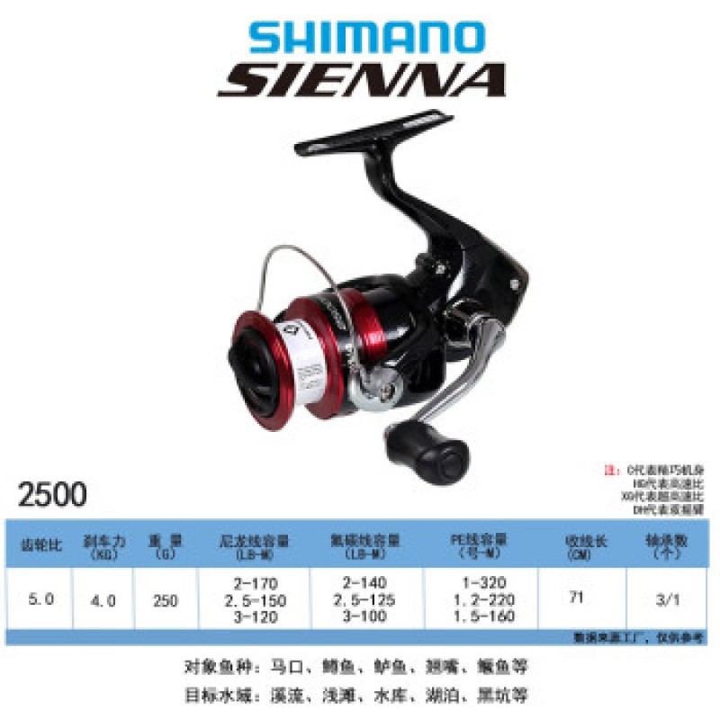 SHIMANO 시마노 19 모델 SIENNA 세나 물레 피쉬 휠 루어 휠 락 낚시 휠 말레이시아산 2500 속도 비율 5.0