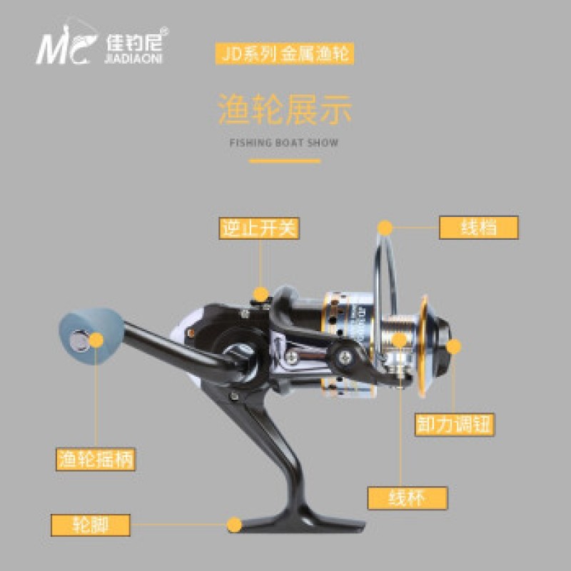 Jiadiani 낚시 바퀴 JD 올 메탈 헤드 휠 낚시 바퀴 물레 낚시 장비 Luaji 막대 바다 막대 바퀴 JD3000 시리즈 왼쪽 및 오른쪽 손 교환 가능