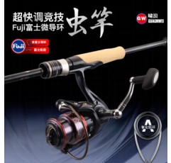 Guangwei (GW) 직선 핸들이 있는 Xiaolang 루어 로드 2.1m M 조정 가능한 회전 휠 Fuji A-링 웜 로드 만다린 피쉬 코킹 입 루어 로드 세트