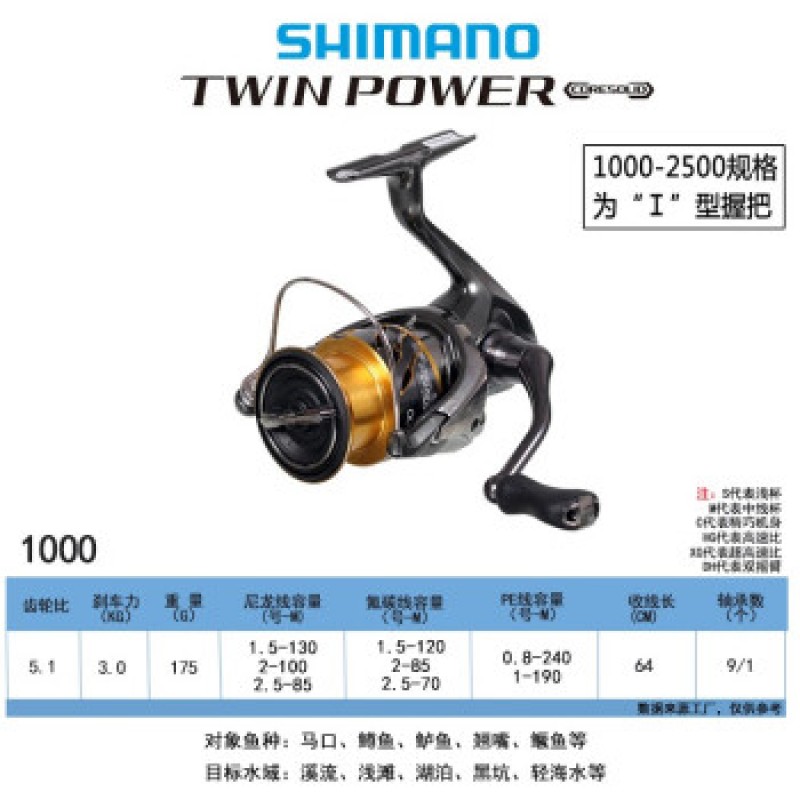 SHIMANO 시마노 20 모델 TWIN POWER 바위 낚시 릴 일본산 루어 휠 스피닝 휠 1000