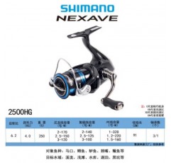 SHIMANO 시마노 21 모델 NEXAVE 피쉬휠 물레 루야휠 바다낚시 낚시릴 바위낚시 말레이시아제 2500HG(속도비 6.2)