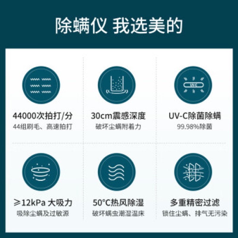 Midea 진드기 제거제 유선 휴대용 침대 홈 진공 청소기 듀얼 모터 드라이브 경량 바디 레트로 그린