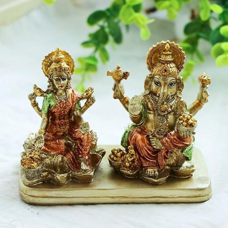 힌두교 신 Ganesha Lakshmi 동상 - 인도 신 Laxmi Ganesh Murti- Ganpati 조각품