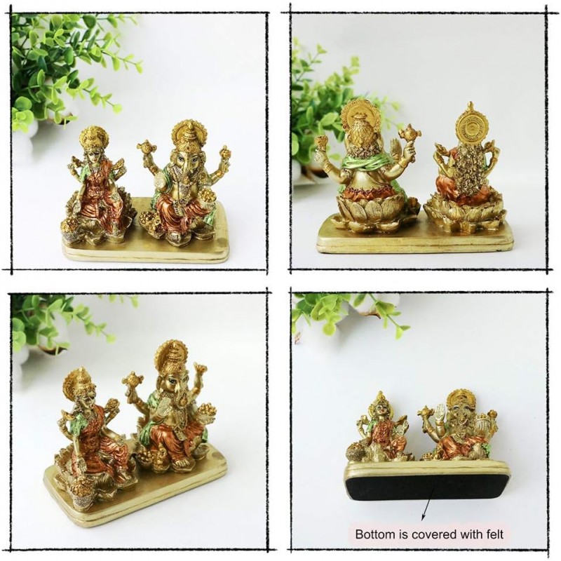 힌두교 신 Ganesha Lakshmi 동상 - 인도 신 Laxmi Ganesh Murti- Ganpati 조각품