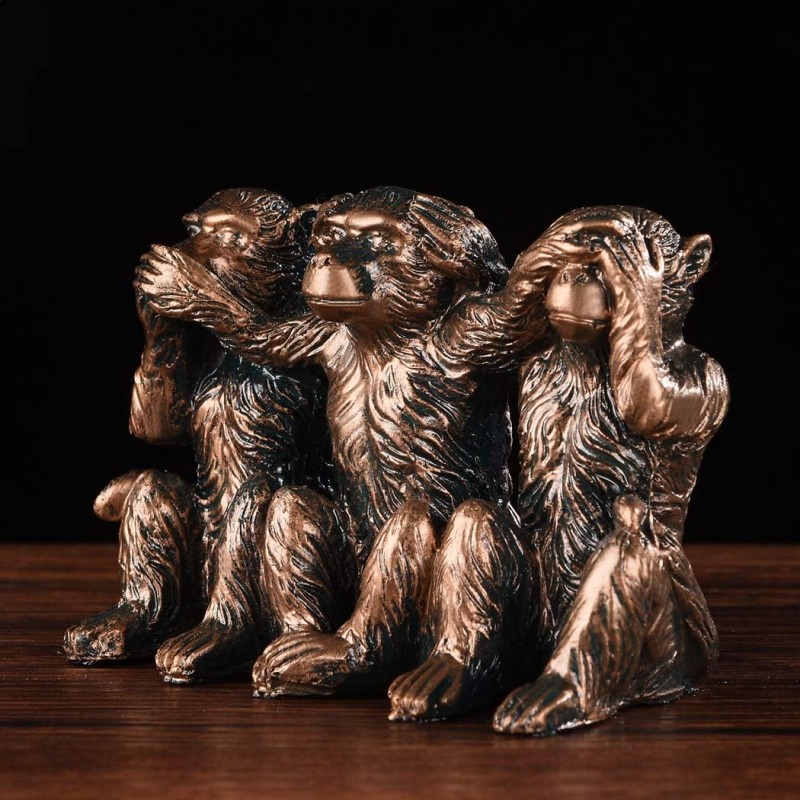 BRASSTAR 세 원숭이 동상 See-No Speak-No Hear-No Evil Brown 2.8inch