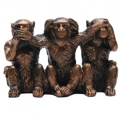 BRASSTAR 세 원숭이 동상 See-No Speak-No Hear-No Evil Brown 2.8inch