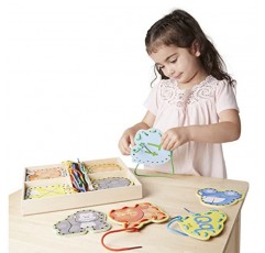 Melissa & Doug 알파벳 양면 패널과 어울리는 끈이 있는 나무 레이싱 카드 - 유아를 위한 레이싱 장난감, 미세 운동 기술 스레딩 카드, 미취학 아동과 3세 이상 어린이를 위한 바느질 카드