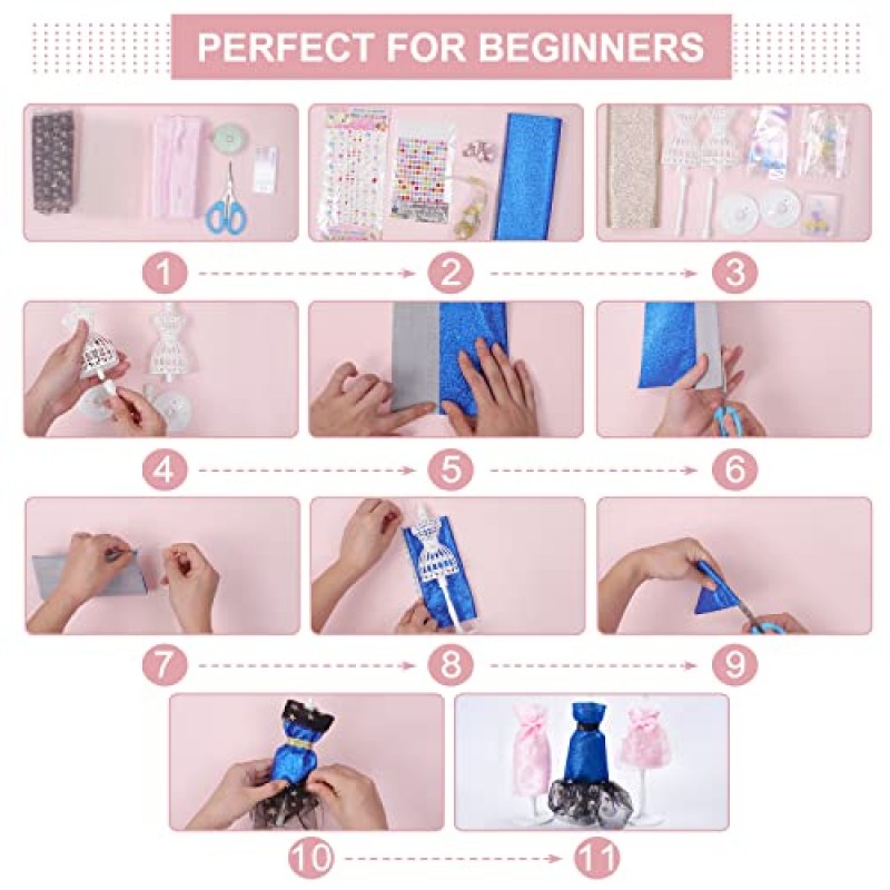 FREEBLOSS 60+Pcs 패션 디자인 키트 창의력을위한 의류 디자이너 바느질 키트 DIY 예술 공예 키트 생일 선물을위한 바느질 키트