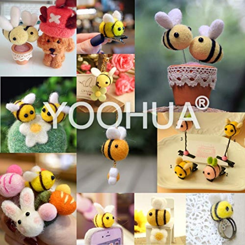 YOOHUA 20PCS 양모 펠트 꿀벌 공예 공 꿀벌 공예 용품 할로윈 의상 베이비 샤워 성별 공개 파티 보육 텐트 장식 DIY 공예 자동차 좌석 파악 구슬 장난감