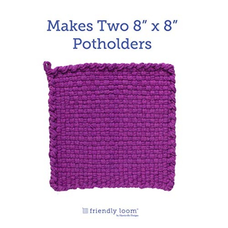 Harrisville 디자인 친화적인 Loom Potholder 면 루프 10인치 프로 사이즈 루프 2개의 Potholder 만들기, 어린이와 성인을 위한 직조 공예품-자두