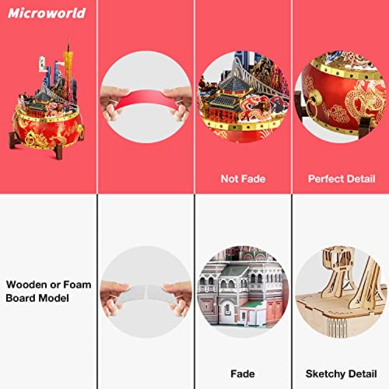 Microworld 3D 금속 퍼즐, 광저우 시 금속 모델 키트, 중국 국가 문화 DIY 장식품, 예술 공예 조립 성인을 위한 3D 퍼즐 - 광동성 - 67피스