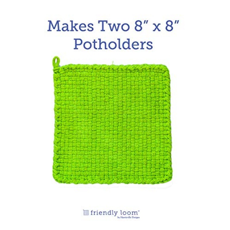 Harrisville 디자인 친화적인 Loom Potholder 면 루프 10인치 프로 사이즈 루프 2개의 Potholder 만들기, 어린이와 성인을 위한 직조 공예품-라임