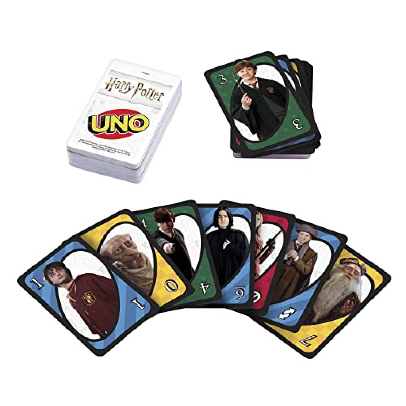 Mattel Games UNO Harry Potter 카드 게임(어린이, 성인 및 2~10인용 인기 시리즈 기반 게임 나이트)