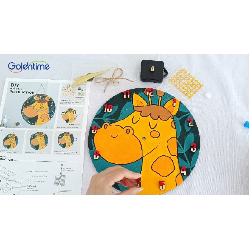 Goldentime 어린이 벽시계 DIY DIY 창의력 공예 키트 어린이를 위한 공예 시계 키트 홈 장식, 독특한 예술 및 공예 4-8-12세 이상 어린이용