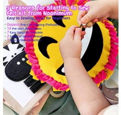 noonimum Sewing Kit for Kids - 8-12세 소녀용 바느질 키트, 아동 바느질 키트, No Sew Emoji Craft Kit, 나만의 펠트 이모티콘 베개 만들기