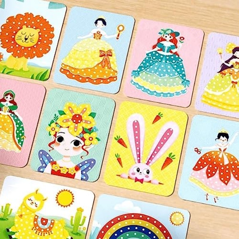 소녀를 위한 Creative Poke Art DIY 키트, 어린이를 위한 Creative Poke Art 패브릭 퍼즐 펑크 페인팅, 10장 DIY Poking Drawing Dress Up Board, 아트지 및 공예 키트(Dream World)