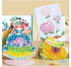 소녀를 위한 Creative Poke Art DIY 키트, 어린이를 위한 Creative Poke Art 패브릭 퍼즐 펑크 페인팅, 10장 DIY Poking Drawing Dress Up Board, 아트지 및 공예 키트(Dream World)