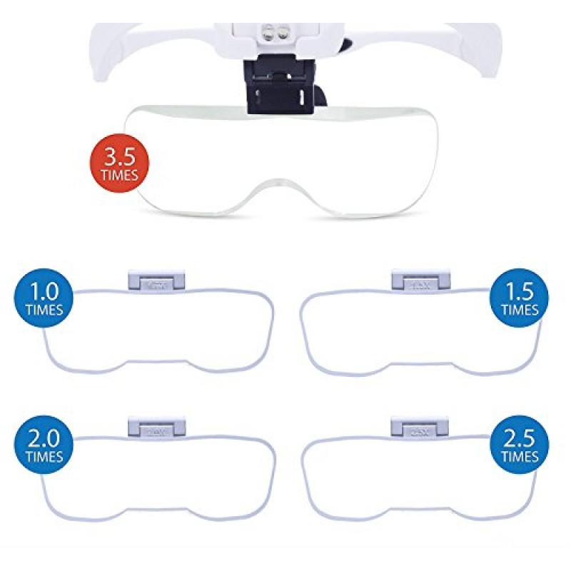 2개의 Led 전문 보석상 루페 라이트 브래킷과 헤드밴드가 포함된 YOCTOSUN 헤드 마운트 돋보기는 상호 교환 가능합니다.