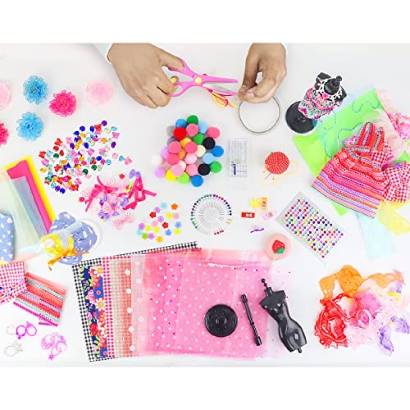 Ecore Fun 448 Pcs 패션 디자인 키트 소녀 인형 액세서리 DIY 세트 창의력 DIY 예술 및 공예 장난감 마네킹 선물 6-8 8-12 세 소녀