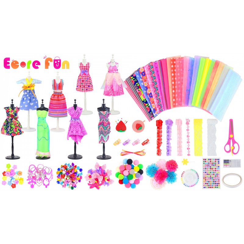 Ecore Fun 448 Pcs 패션 디자인 키트 소녀 인형 액세서리 DIY 세트 창의력 DIY 예술 및 공예 장난감 마네킹 선물 6-8 8-12 세 소녀