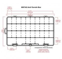 ArtBin 6857AG 탈착식 칸막이가 있는 대형 변색 방지 상자, 변색 방지 기술이 적용된 보석 및 공예품 정리함, [1] 플라스틱 보관 케이스, 아쿠아 액센트가 있는 투명