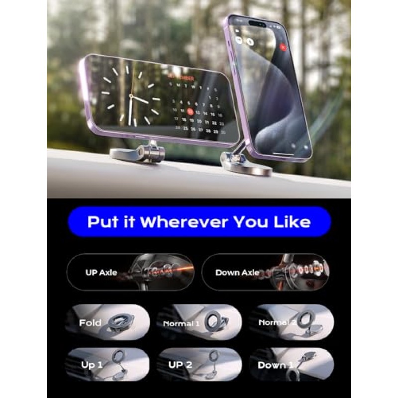 LISEN은 MagSafe 차량용 마운트에 적합합니다. [강력한 자석 24개] 차량용 자기 휴대폰 홀더, 핸즈프리 iPhone 차량용 홀더 마운트 iPhone 15 14 13 12 Pro Max Plus 미니 MagSafe 케이스에 적합한 차량용 대시 폰 마운트