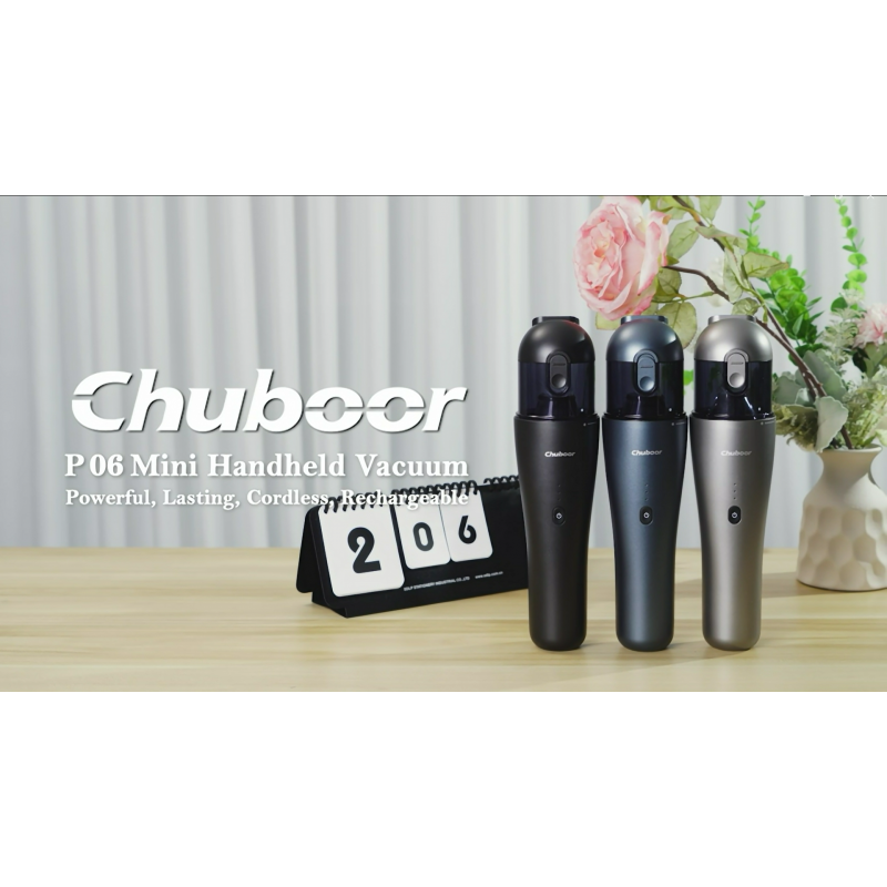 Chuboor 자동차 진공 무선 충전식, 1.3LB 경량 휴대용 소형 휴대용 진공 청소기, 빠른 청소를 위한 7000Pa 흡입력, 자동차 홈 및 사무실용 휴대용 진공 청소기(P06-Black)