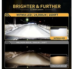 MIFMIA 9005 LED 헤드라이트 전구, 20000루멘 600% 더 밝음 HB3 LED 헤드라이트 전구 6500K 쿨 화이트 LED 헤드라이트 변환 키트 할로겐 교체, 2개 팩