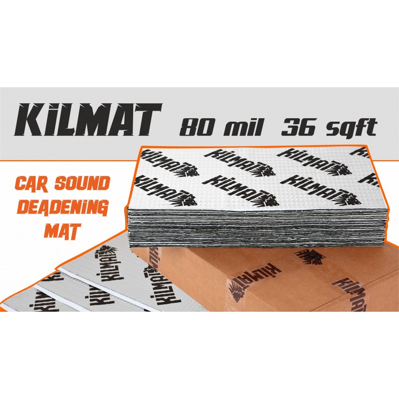 KILMAT 80mil 36제곱피트 자동차 소음 제거 매트, 부틸 자동차 소음 제거제, 오디오 소음 차단 및 감쇠