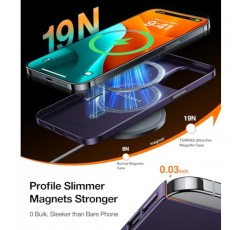 iPhone 15 Pro Max 케이스용으로 설계된 TORRAS 자기 슬림핏, MagSafe와 호환되는 초박형 15 ProMax 휴대폰 케이스, 경량 긁힘 방지 매트 하드 커버 15 Pro Max 6.7인치 OriginFit, 보라색