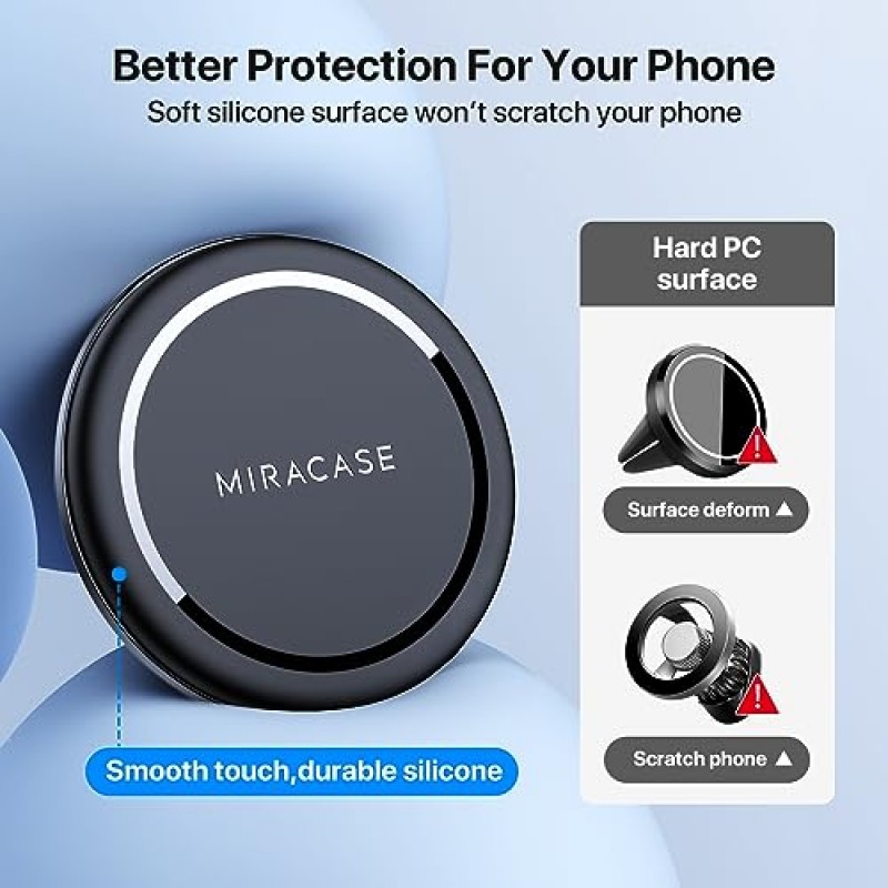 Miracase는 MagSafe 자동차 마운트에 적합합니다. [업그레이드된 흡입 및 긴 팔] 자동차 대시보드 앞 유리 통풍구용 자기 휴대폰 홀더 iPhone 15/14/13/12, Samsung 및 모든 휴대폰과 호환 가능