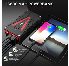 자동차 점프 스타터, BUTURE 1500A 피크 13800mAh 휴대용 자동차 배터리 스타터(최대 7.0L 가스/5.5L 디젤 엔진) 스마트 안전 점퍼 케이블이 포함된 자동 배터리 부스터 팩, 빠른 출력 3.0