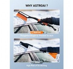 AstroAI 27인치 스노우 브러시 및 자동차, 트럭, SUV용 인체공학적 폼 그립이 있는 분리형 얼음 스크레이퍼(헤비 듀티 ABS, PVC 브러시)