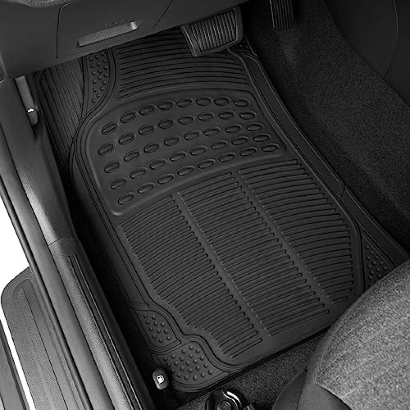 자동차 트럭 SUV용 BDK ProLiner 바닥 매트, 범용 핏 디자인의 검정색 3피스 헤비듀티 자동차 매트, 전천후 자동차 바닥 라이너