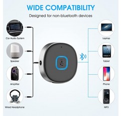차량용 Bluetooth Aux 수신기, 휴대용 3.5mm Aux Bluetooth 차량용 어댑터, 차량용 스테레오/홈 스테레오/유선 헤드폰/스피커용 Bluetooth 5.0 무선 오디오 수신기, 16H 배터리 수명