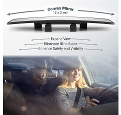 Verivue Mirrors 범용 12인치 인테리어 클립 온 파노라마 백미러 자동차 광각 미러, 눈부심 방지, 투명 색조