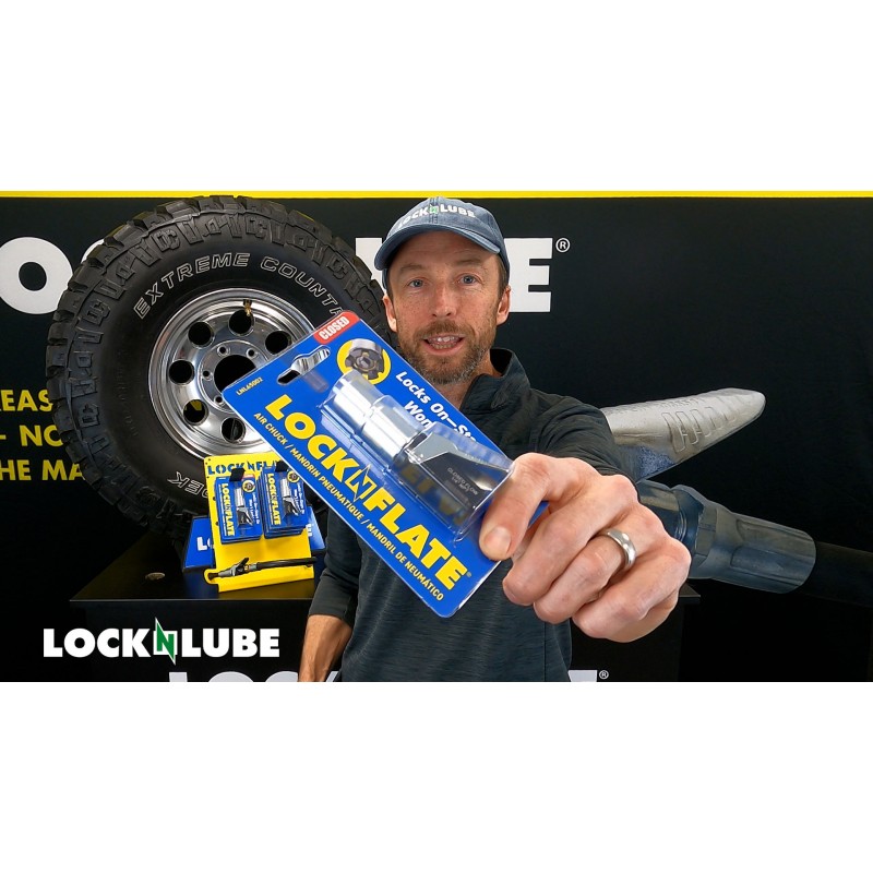 LockNFlate® 잠금 에어 척 - 6개의 강철 조가 모든 타이어 밸브에 고정됨 - 새거나 튀어나오지 않음 - 정격 150 PSI - 개방형 흐름