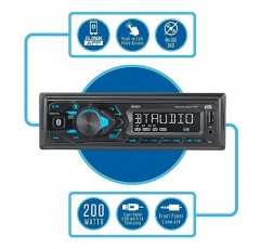 JENSEN MPR210 7 문자 LCD 단일 DIN 자동차 스테레오 라디오 | 푸시로 토크 어시스턴트 | Bluetooth 핸즈프리 통화 및 음악 스트리밍 | AM/FM 라디오 | USB 재생 및 충전 | CD 플레이어가 아닙니다.