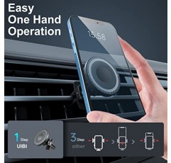 UIBI Magsafe 차량용 마운트, 자석 차량용 휴대폰 홀더 [강력한 자석 20개] 클립 포함 360° 회전 공기 통풍구 휴대폰 마운트 Magsafe iPhone 14 13 12 Pro Max 미니 MagSafe 케이스에 적합